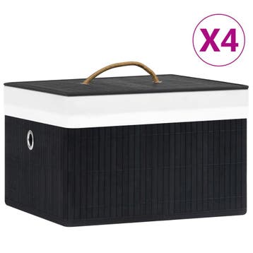 vidaXL Opbergboxen 4 st bamboe zwart, Verzenden, Nieuw