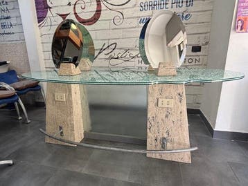 Wandtafel - Glas, Metaal, Travertijn, Nieuw