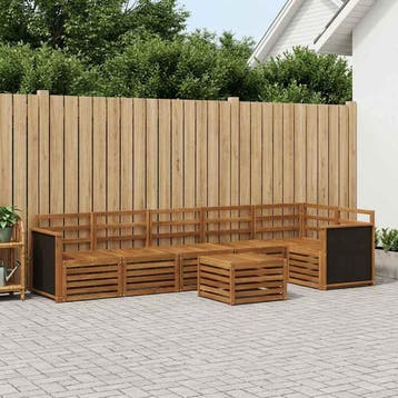 vidaXL Hoekbank Set 6 pcs Naturel Massief Acaciahout, Verzenden, Nieuw