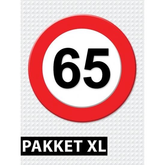 Verkeersbord  65 jaar versiering pakket XL - 65 jaar versi.., Hobby en Vrije tijd, Feestartikelen, Ophalen of Verzenden