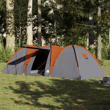 vidaXL Koepeltent 8-persoons waterdicht grijs en oranje, Verzenden, Nieuw, Tot en met 2