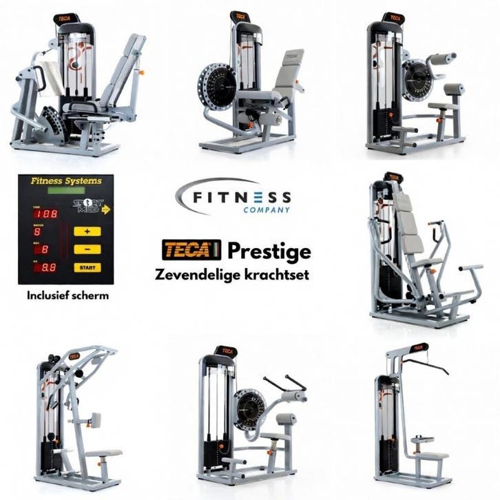 Teca - Prestige - Zevendelige Krachtset - Incl. Scherm, Sport en Fitness, Fitnessapparatuur, Nieuw, Ophalen of Verzenden
