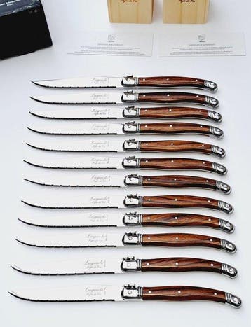 Laguiole - 12x Steak Knives - Brown - style de -, Antiek en Kunst, Antiek | Meubels | Tafels