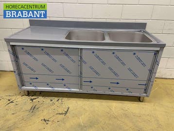 RVS Spoeltafel dubbele spoelbakken schuifdeuren Premium-line, Ophalen of Verzenden, Nieuw zonder verpakking