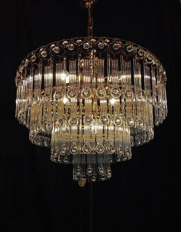 Plafondlamp - Messing, Kristal, Glas - Gevormd glas en, Antiek en Kunst, Curiosa en Brocante