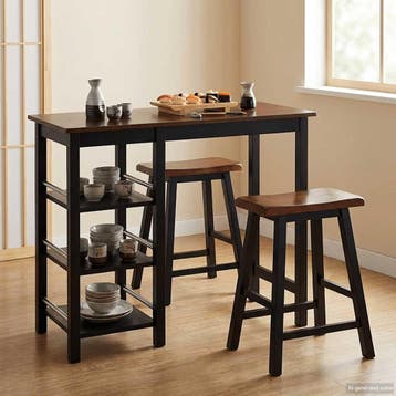 vidaXL 3-delige Barset MDF zwart, Verzenden, Nieuw