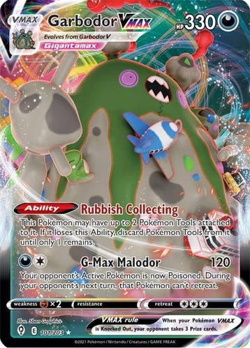 Garbodor Vmax 101/203 evolving skies, Ophalen of Verzenden, Nieuw, Losse kaart, Foil