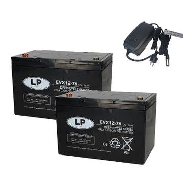 Landport (LP) 2x EVX12-76 accus 12 volt 76 ah + IMPULS II, Ophalen of Verzenden, Nieuw