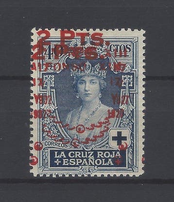 Spanje 1927 - Rode Kruis - fout dubbele overbelasting -, Gestempeld