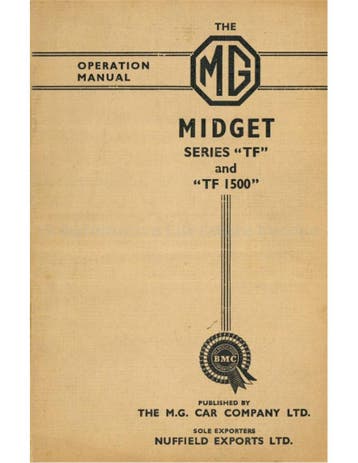 1954 MG MIDGET SERIES TF | TF 1500 INSTRUCTIEBOEKJE ENGELS, Auto diversen