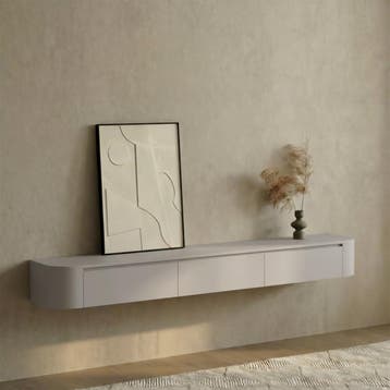 Dulce Japandi Tv-meubel 280 x 32 x 28 cm - Wit, Overige materialen, Nieuw, Ophalen of Verzenden, 200 cm of meer