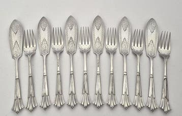 John Henry Potter - Visbestekset voor 6 personen (12) -, Antiek en Kunst