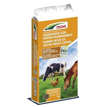 Gedroogde Koe-Kippen-Paardenmest 10kg, Ophalen of Verzenden