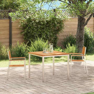 vidaXL Tuinstoel 2 st Massief Teakhout en RVS, Verzenden, Nieuw