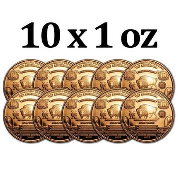 Verenigde Staten. 10 x 1 oz $10 Bison Banknote 999 Fine