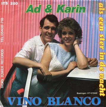 vinyl single 7 inch - Ad &amp; Karin - Vino Blanco, Verzenden, Zo goed als nieuw, 7 inch, Nederlandstalig