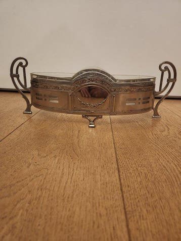 Jardinière - Glas, Verzilverd - Jugendstil