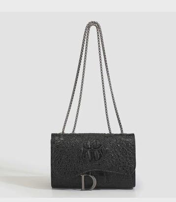 Chique Dames Croco Print Tas met Paillettenketting - Crossbo, Verzenden, Nieuw
