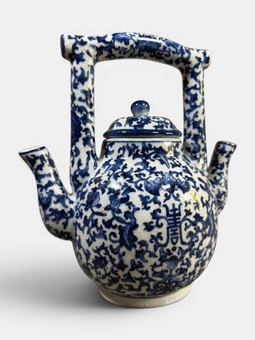 Theepot - Porselein - Dubbele kamer, Antiek en Kunst
