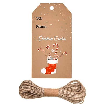 100 x Bruine kartonnen labels kerst - Afm. 5x3cm - Kraft..., Ophalen of Verzenden, Nieuw