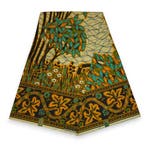 VLISCO stof Hollandais Afrikaanse Wax print - Turkoois Geel, Ophalen of Verzenden, Nieuw