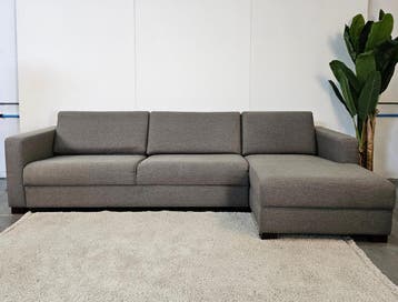 Hoekbank Gewoven Stof Grijs - Professioneel Gereinigd, Huis en Inrichting, Banken | Complete zithoeken, Ophalen of Verzenden, Nieuw