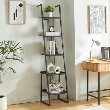 Staand rek Storfjord ladderplank 183,5x40x40 cm zwart [en.ca, Huis en Inrichting, Kasten | Boekenkasten, Verzenden, Nieuw