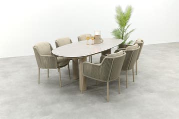 4SO Bernini/Denia 6-persoons organische tuinset 240x105 cm., Verzenden, Nieuw, Rvs, Tuinset