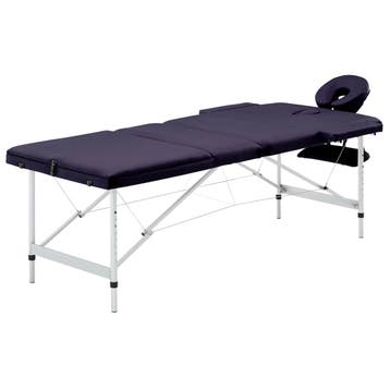 vidaXL Massagetafel inklapbaar 3 zones aluminum paars, Sport en Fitness, Massageproducten, Verzenden, Nieuw