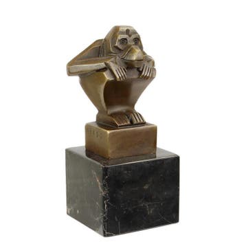 A BRONZE SCULPTURE OF A SQUATTING MONKEY (Interieur), Verzenden, Nieuw