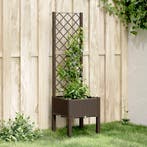 vidaXL Plantenbak met latwerk 40x40x142 cm polypropeen bruin, Tuin en Terras, Bloembakken en Plantenbakken, Verzenden, Nieuw, Kunststof
