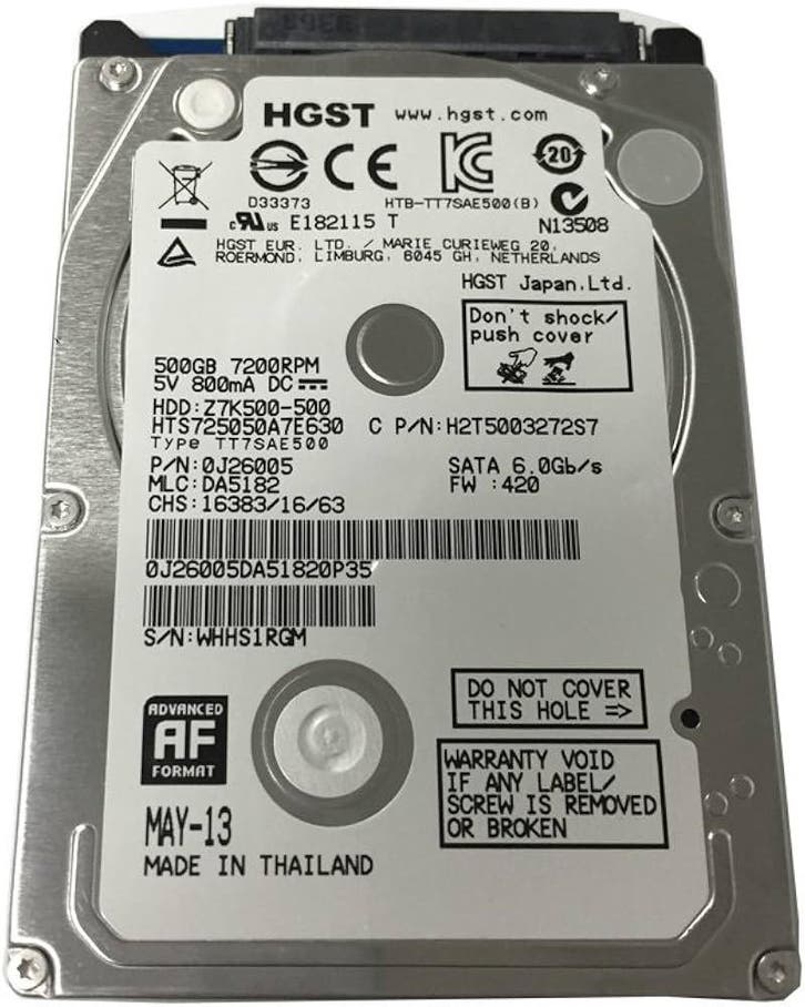 HGST 500GB 2.5 Interne Harde Schijf – SATA – Zeer, Computers en Software, Harde schijven, Nieuw, Ophalen of Verzenden