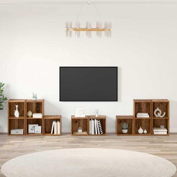vidaXL TV-kast set 8 st Oud Hout Bewerkt hout, Minder dan 50 cm, Verzenden, Nieuw, Minder dan 100 cm