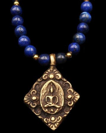 Lapis lazuli - Tibetaans Boeddha – Monastieke medaille –