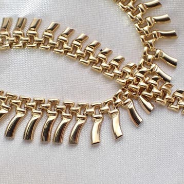 Gouden fantasie schakelcollier (Ketting), Ophalen of Verzenden, Gebruikt, Goud, Goud