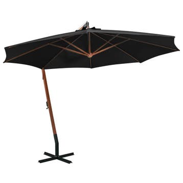vidaXL Zweefparasol met paal 3,5x2,9 m massief vurenhout, Verzenden, Nieuw, 3 tot 4 meter, Zweefparasol