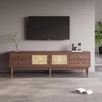 TV-Meubel 180 cm – Donker Hout met Rotan Deuren en Lades, Huis en Inrichting, Kasten | Televisiemeubels, Verzenden, Nieuw