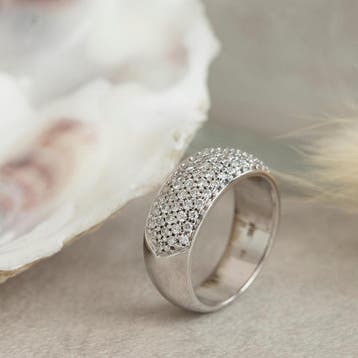 Witgouden ring met diamant 18 karaat, Verzenden, Zo goed als nieuw, Goud