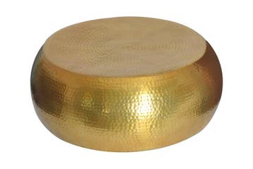 Salontafel ORIENT 80 cm rond messing met hamerslageffect -, Huis en Inrichting, Ophalen of Verzenden, Nieuw