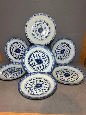 Qing Jiaqing – blauw-witte borden met een meandrerend