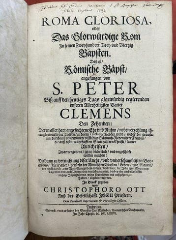 Christoph Ott - Roma Gloriosa. Erste Ausgabe. - 1676