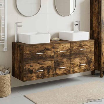 vidaXL Badkamerkastenset 3 st Gerookt eiken 49,5 x 41 x 63, Verzenden, Nieuw