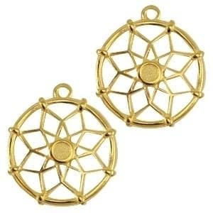 2x DQ metalen bedels dromenvanger dreamcatcher ca. 21 x 1..., Ophalen of Verzenden, Nieuw, Bedel