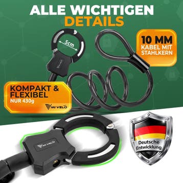 2dekans | MIVELO e scooter slot - handboei kabelslot 120 cm, Ophalen of Verzenden, Zo goed als nieuw, MIVELO