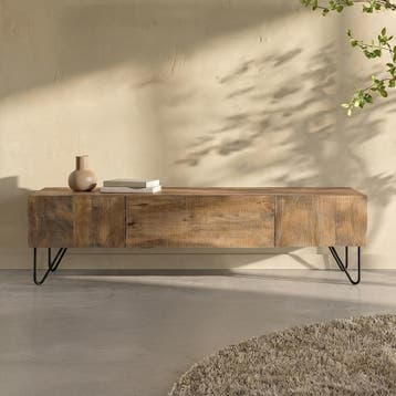 *WOONWINKEL* TV-meubel Mangohout Met Golvend Front, Verzenden, Nieuw