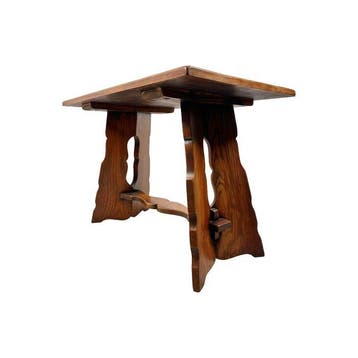 Tafel - Britse Arts & Crafts eikenhouten trestle-tafel met