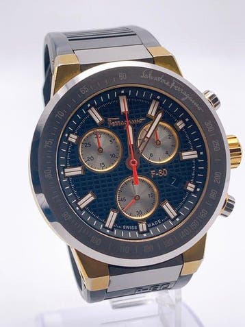 Salvatore Ferragamo - F-80Chronograph – Swiss Made - Zonder, Sieraden, Tassen en Uiterlijk, Horloges | Heren, Nieuw