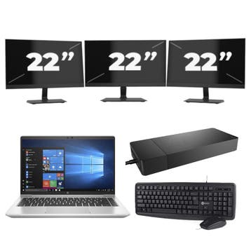 HP ProBook 440 G8 -   i3-11e 8GB  - 256GB  + 3x 22 inch, Qwerty, Verzenden, Refurbished, 14 inch