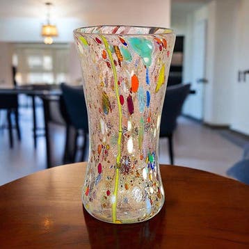 Filippo Maso - Vaas - Amethistenvaas met zilverfolie en, Antiek en Kunst, Antiek | Glas en Kristal