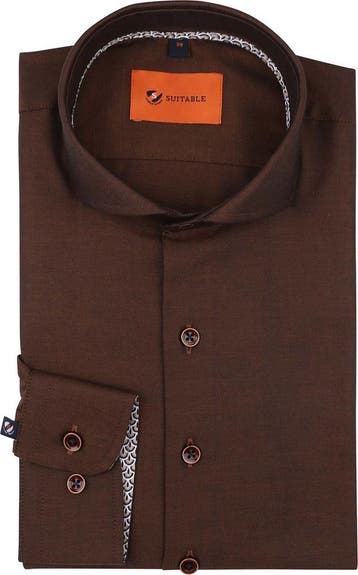 Suitable Twill Overhemd Bruin maat 43 Heren, Verzenden, Nieuw, Bruin, Suitable